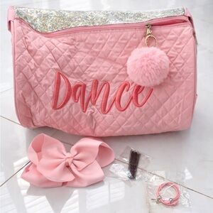 Girls Pink Dance Bag Set | Bow, Hair Pins & Bracelet | Ballet Gift